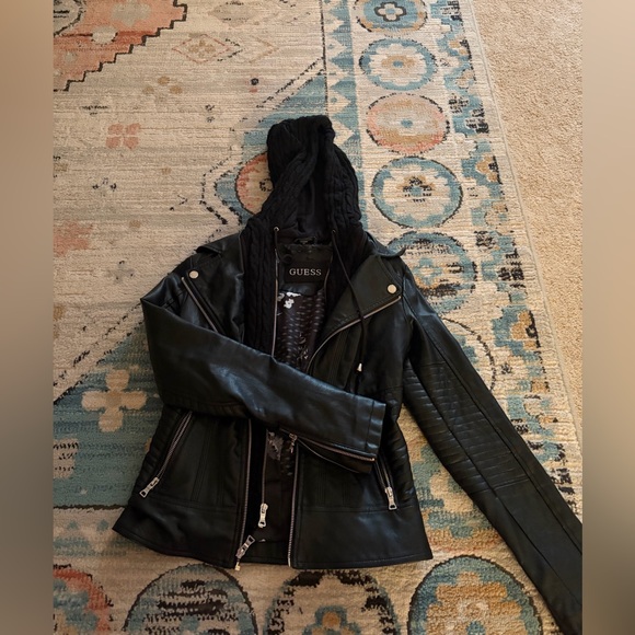 GUESS Black Leather Jacket for Women - Picture 3 of 5